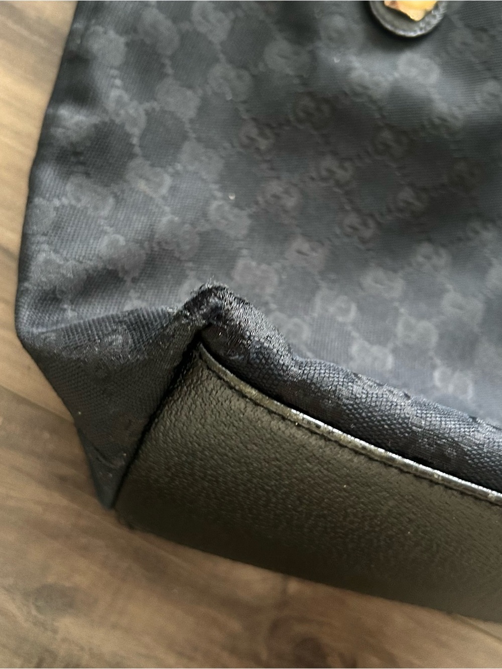 Gucci Black Monogram Canvas Tote with Gold Hardware - Picture 9 of 10